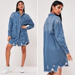 NWT Missguided Oversized Distressed Denim Dress